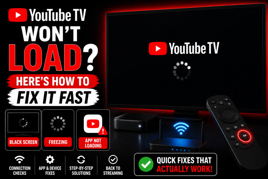 YouTube TV Won’t Load-Here’s How to Fix It Fast (Black Screen, Freezing, App Not Loading)