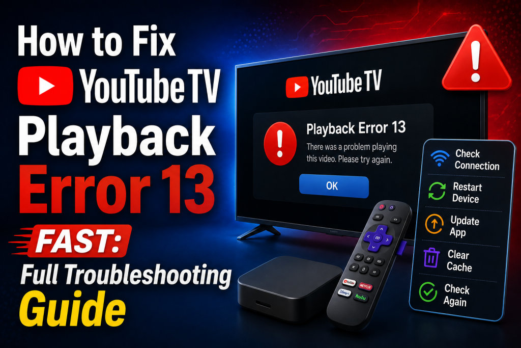 How to Fix YouTube TV Playback Error 13 Fast-Full Troubleshooting Guide